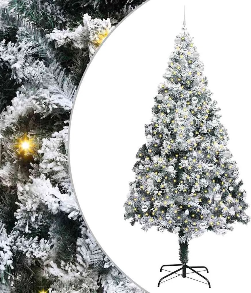 vidaXL Mű karácsonyfa 300 LED-del Fehér 240 cm PVC és Acél és Műanyag