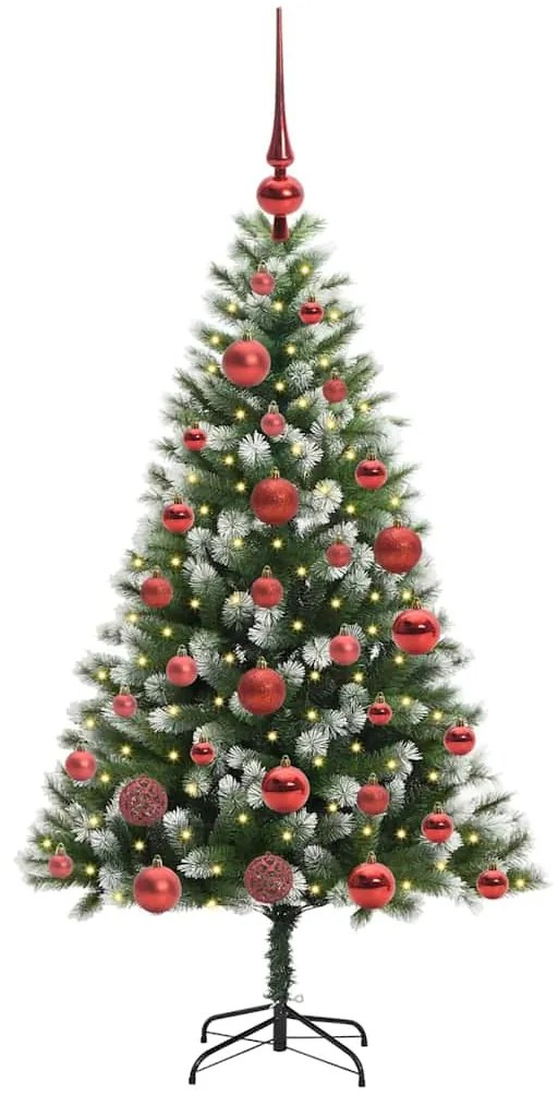 Műanyag csuklós karácsonyfa bolyhos hóval Zöld és fehér 120 cm