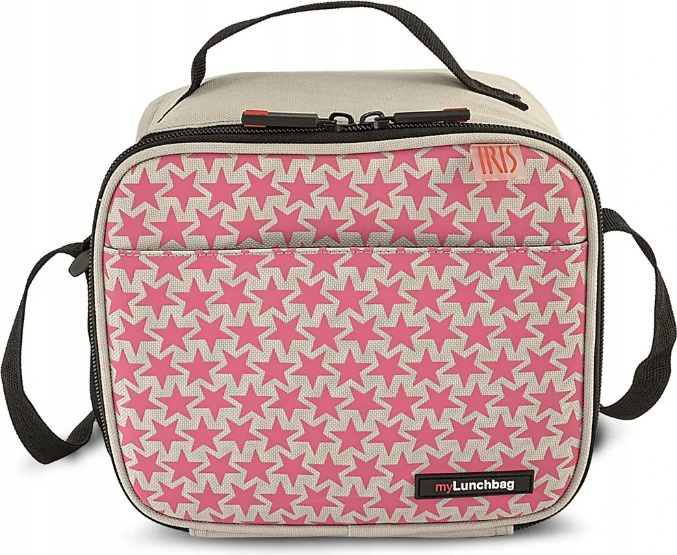 4 literes uzsonnászsák Csillagok műanyag dobozokkal rózsaszín