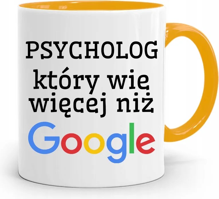 Pszichológus Pszichiáter Terapeuta Bögre Sárga, fényképes nyomattal