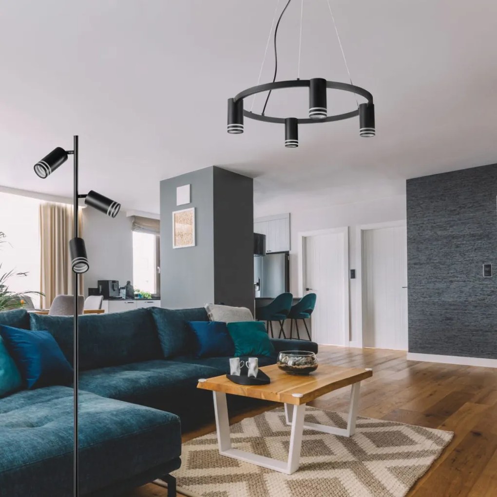 POLUX 327567 ROMA Modern Led Függesztett Lámpa Fekete GU10 IP20