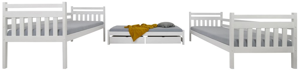 Wilsondo PETRA 5 emeletes ágy pótággyal - fehér Méret: 200x90