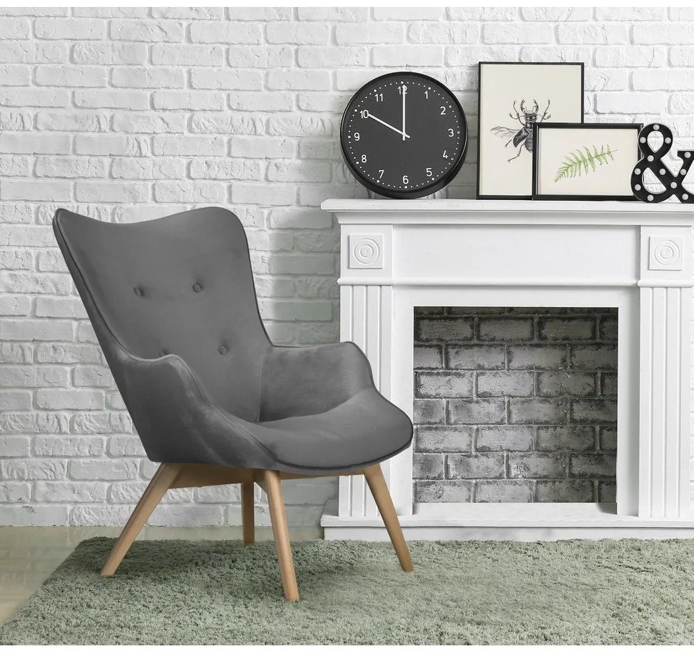 Szürke bársony fotel Niko – Ropez