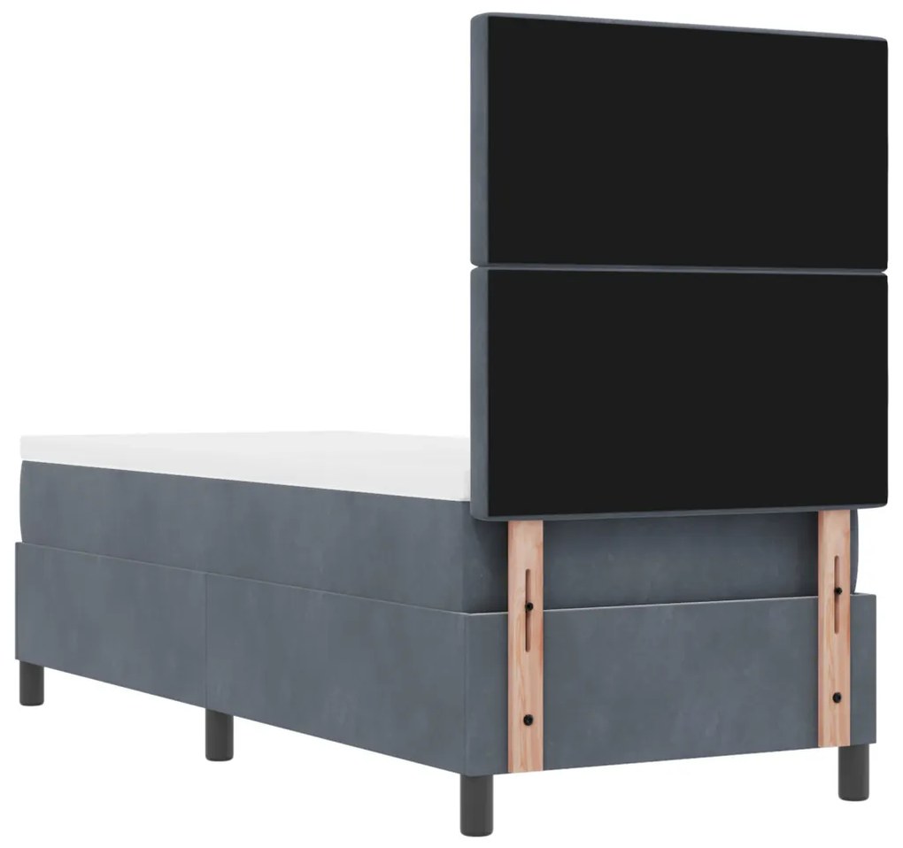 Boxspring Ágy Matraccal Sötétszürke 80x200 cm Bársony