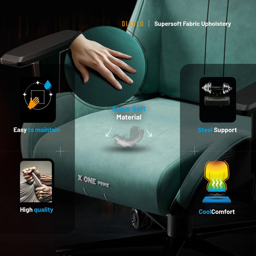 Gamer szék Normal Size, menta-fekete: Diablo X-One Prime Mystic Mint