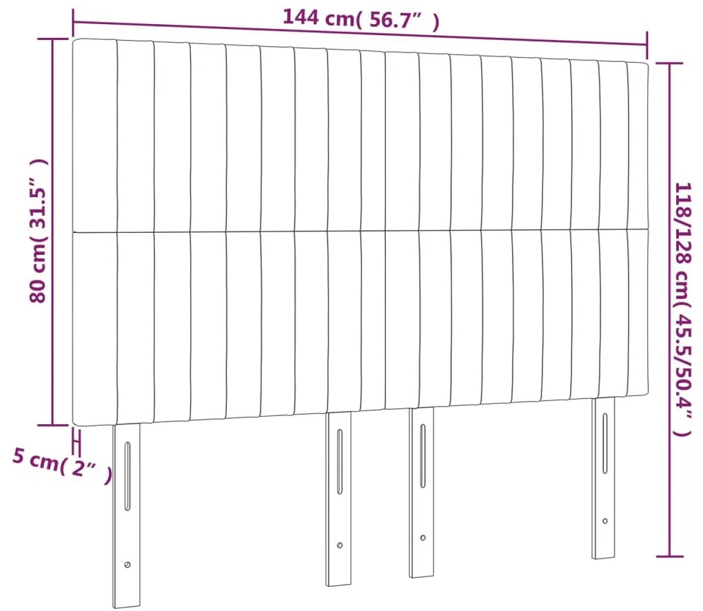 4 db fekete szövet fejtámla 72 x 5 x 78/88 cm