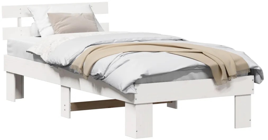 Ágykeret fejtámlával Fehér 90 x 200 cm