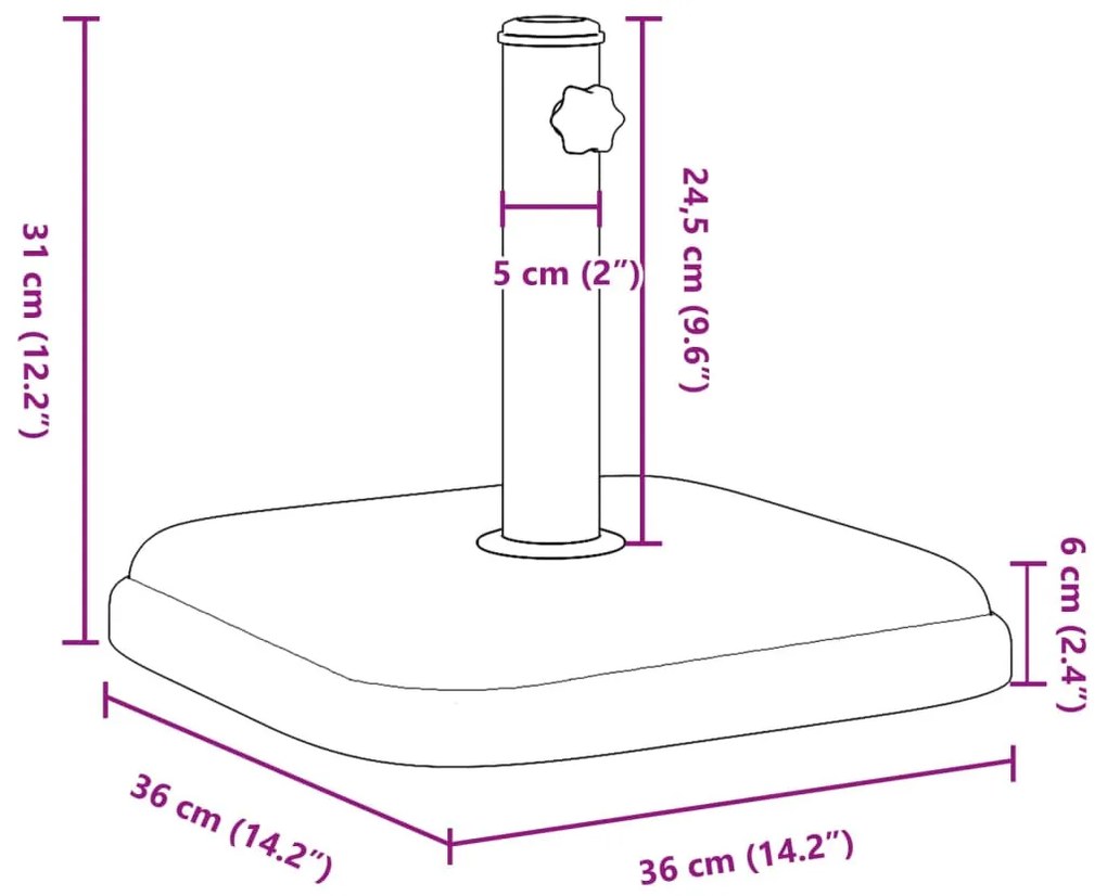 négyzet alakú napernyőtalp Ø32/35/38 mm-es rúdhoz 11 kg