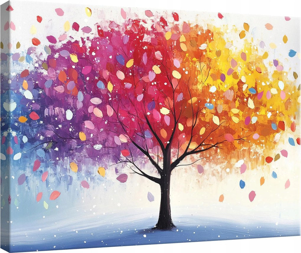 Vászonkép falikép fa piros sárga 100 x 75