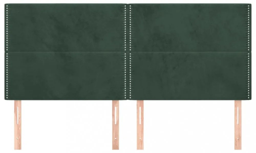 4 db sötétzöld bársony fejtámla 100x5x78/88 cm