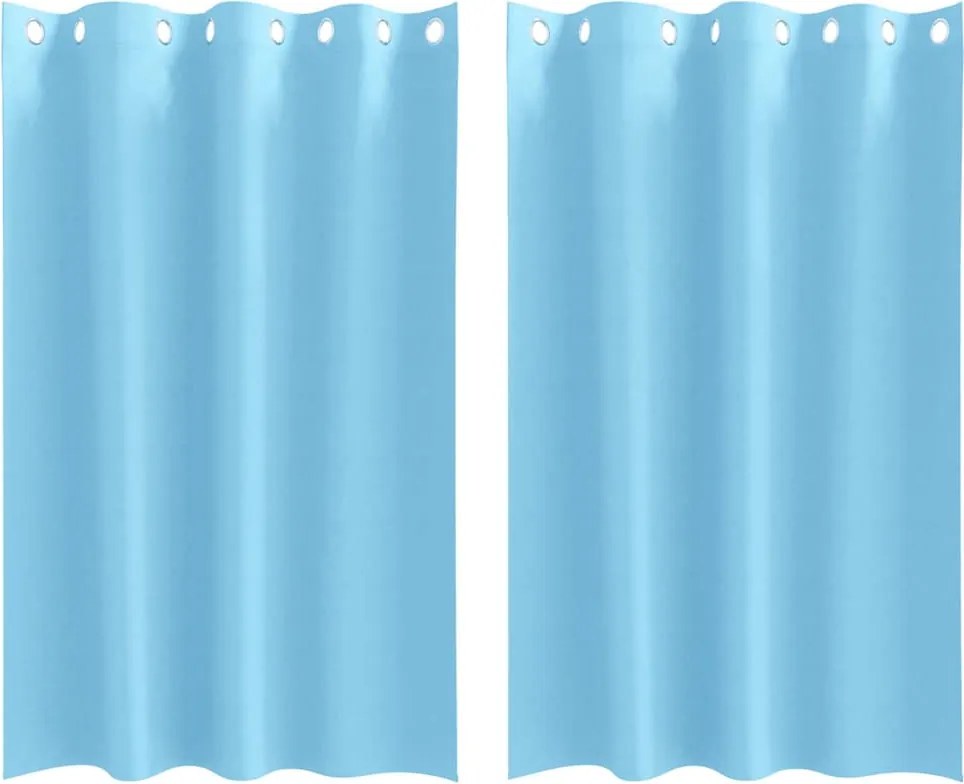 vidaXL Fekete Függöny Gyűrűkkel 2 pcs Világoskék 175 x 140 cm