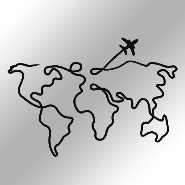 Fali dekoráció 60x42 cm térkép fém