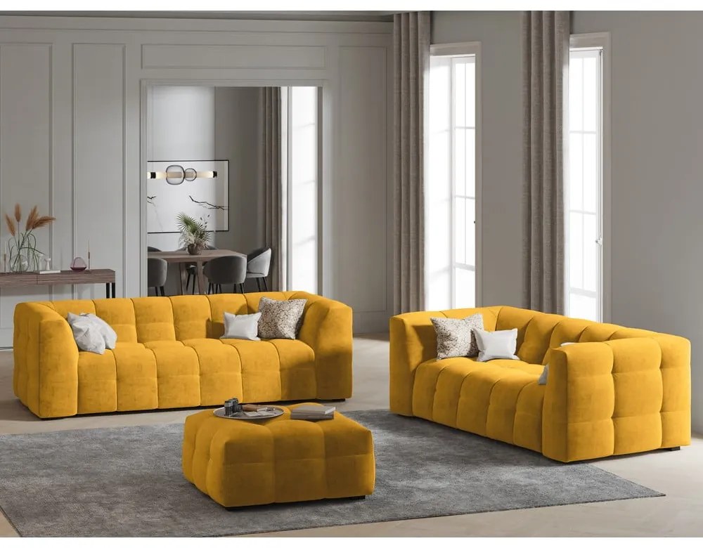 Vesta sárga bársony puff - Windsor &amp; Co Sofas