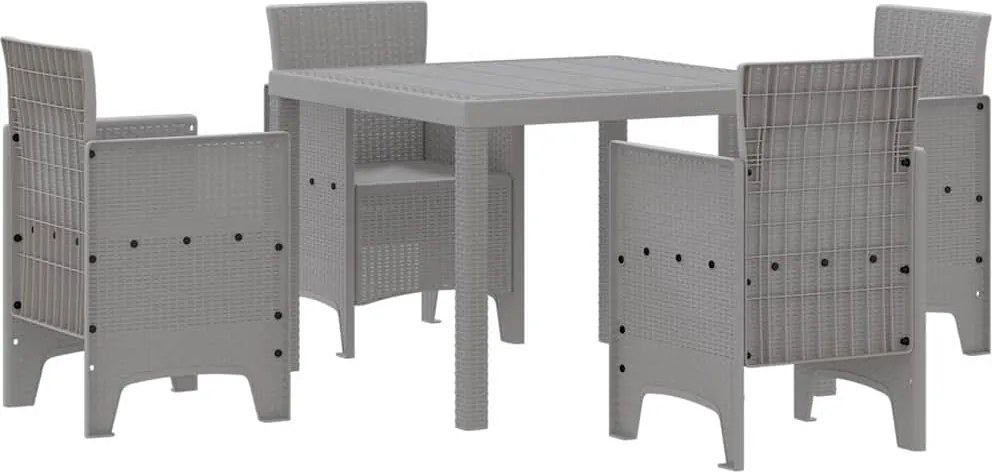 vidaXL Kert étkező szett 5 pcs Világosszürke Polipropilén