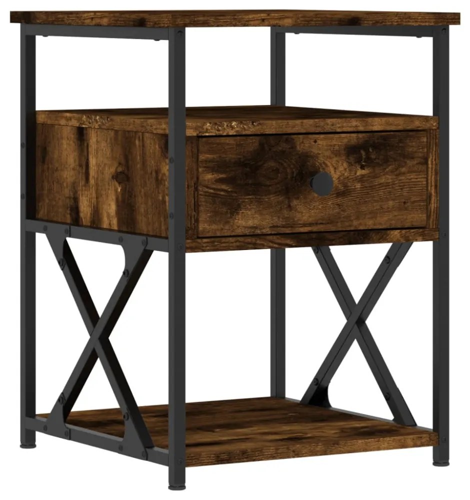 füstös tölgy színű szerelt fa éjjeliszekrény 40x42x55 cm