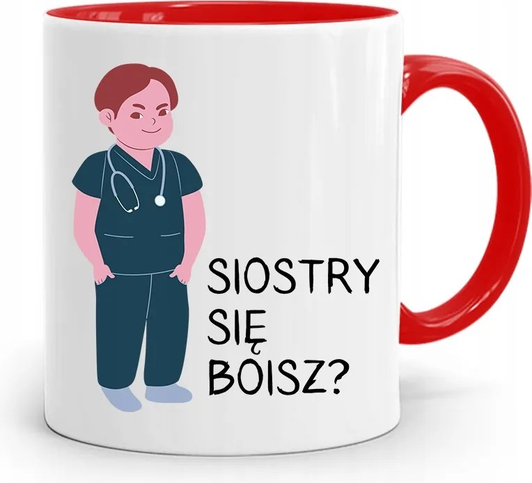 Piros Bögre Ápolónőnek Nővérnek Félsz? fényképes nyomattal