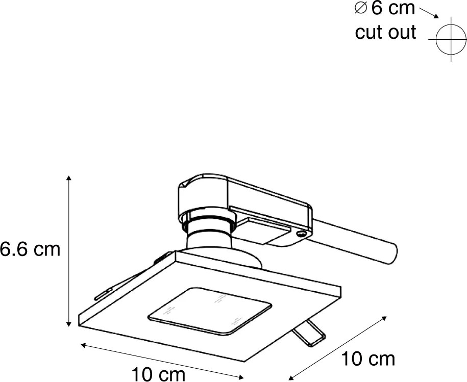 6 darabos modern, szögletes, gunmetal színű, süllyesztett spotlámpa szett IP44 - Qure