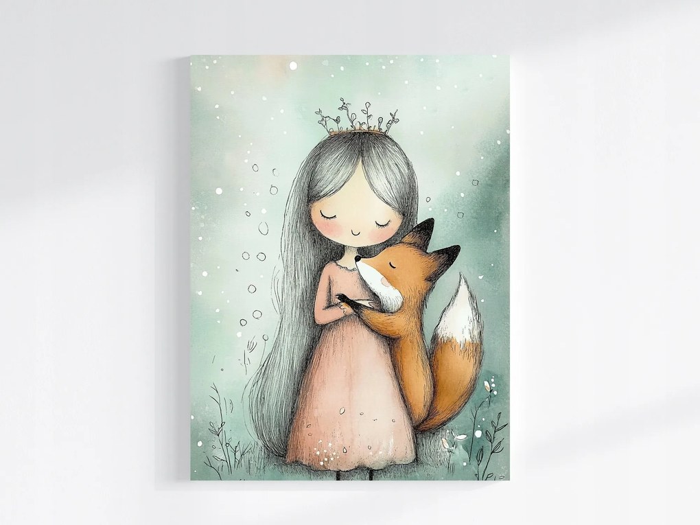 Canvas Vászonkép Kislány Kis Hercegnő Róka Barátság 60x80