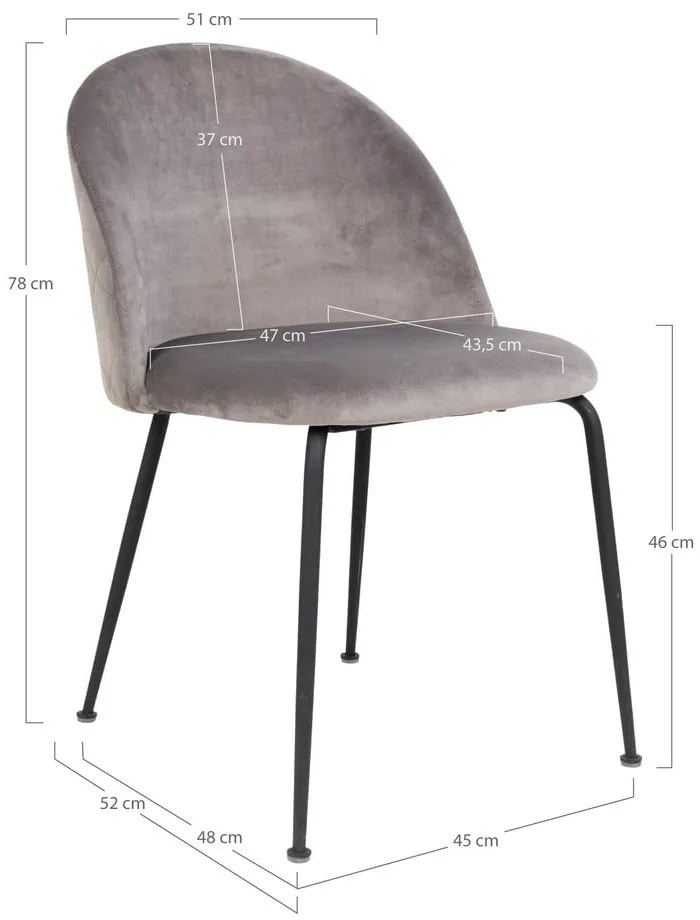 Világosszürke bársony étkezőszék szett 2 db-os Geneve – House Nordic