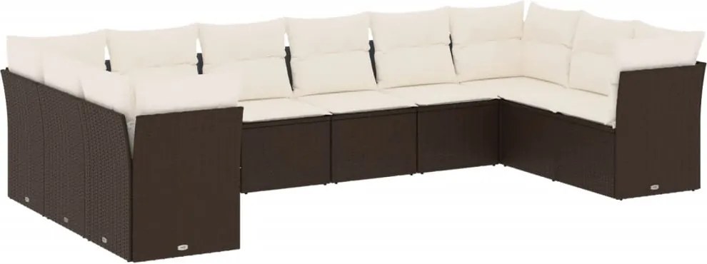 vidaXL 10 részes barna polyrattan kerti ülőgarnitúra párnákkal