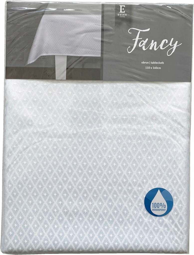 Fehér abrosz vízálló 130x180 cm rombusz mintával