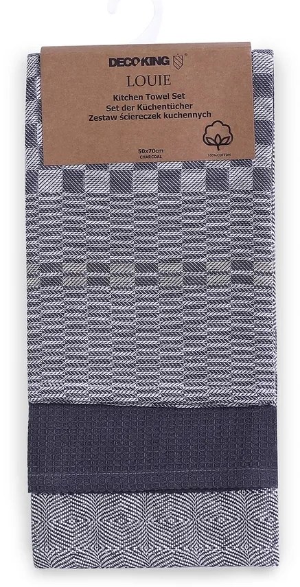 DecoKing Louie konyharuha, sötétszürke, 50 x 70 cm, 3 db-os szett