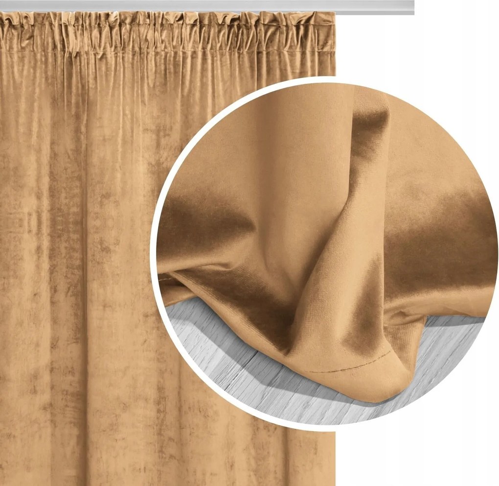 Velúr Függöny 140x270 Szalaggal, Velvet Mustársárga