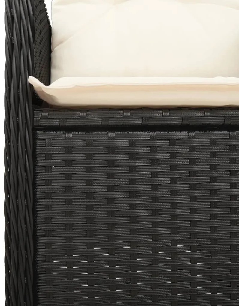 vidaXL 7 részes fekete polyrattan kerti bisztrógarnitúra párnákkal