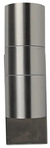 Kültéri fali lámpa acél 2-lámpás IP44 szürkületi érzékelővel - Duo