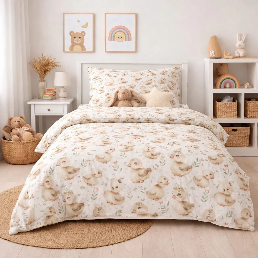 Muszlin ágyneműhuzat Kacsák TiaHome - Detský set 130x90cm + 65x45cm