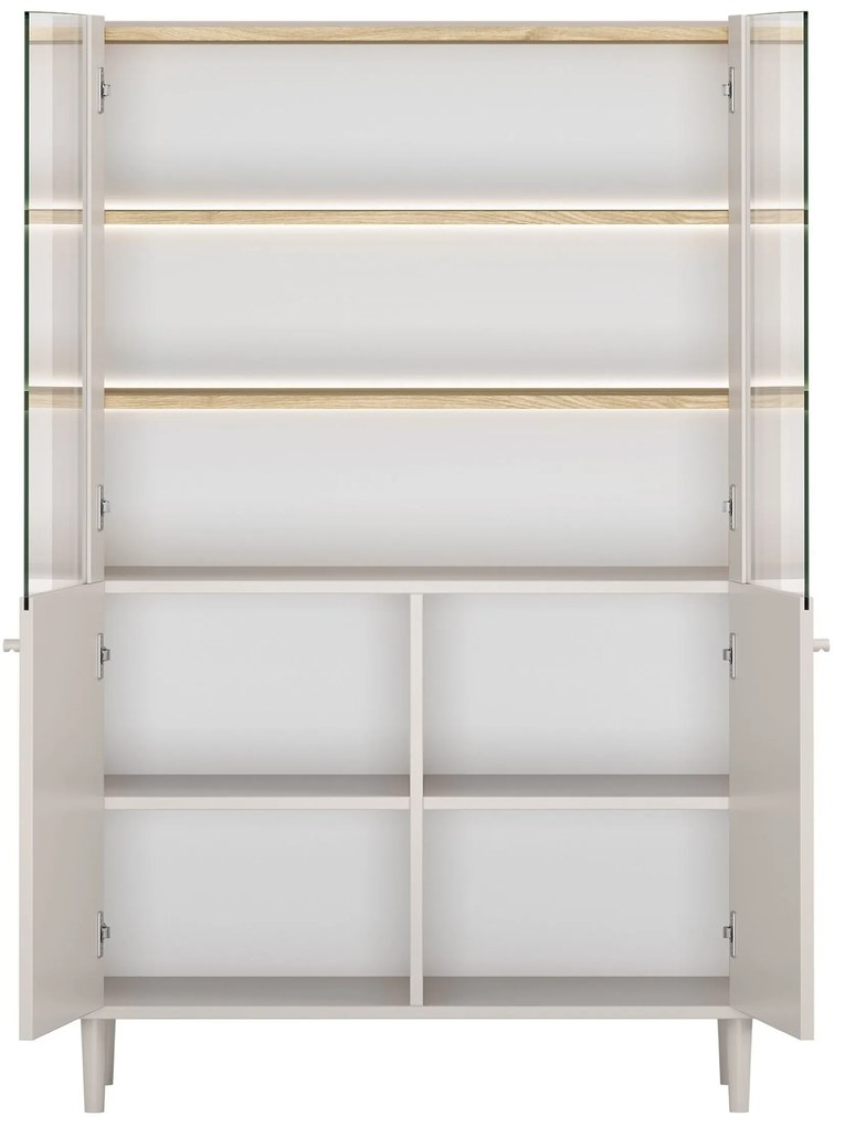 Elivo kétajtós lábas vitrin 100 cm - kasmír / olajozott tölgy