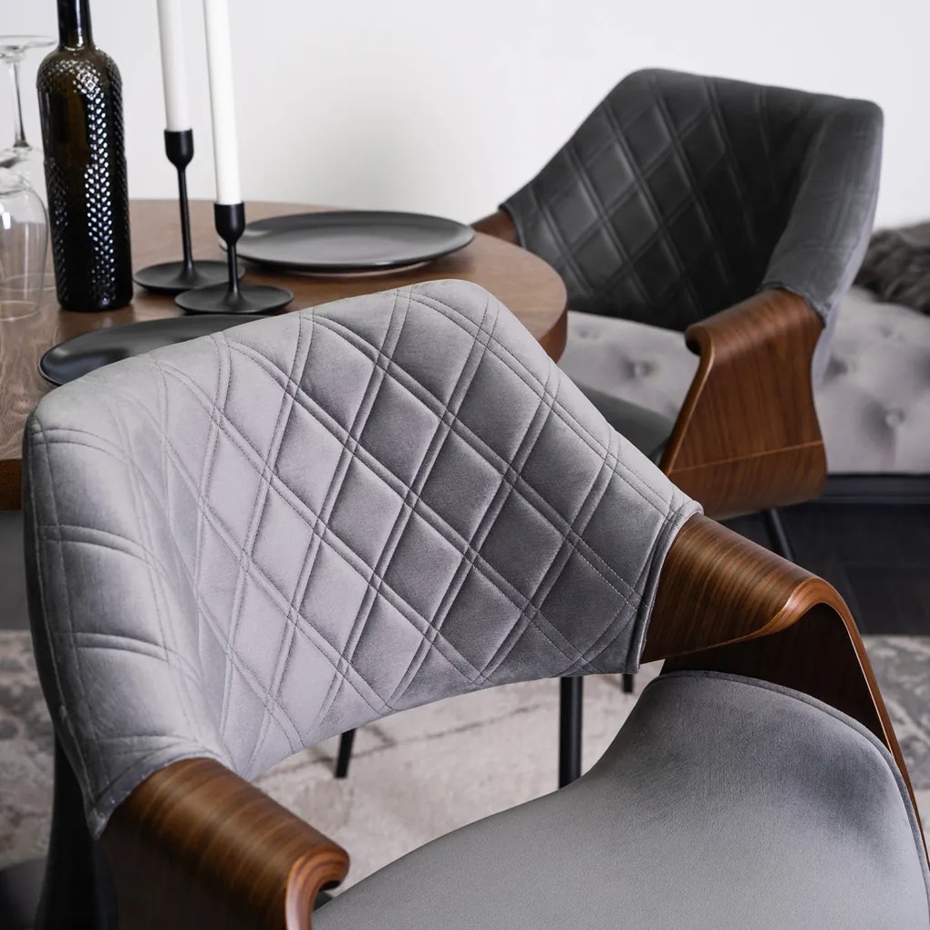 Scaun de bar elegant din catifea gri FLORES
