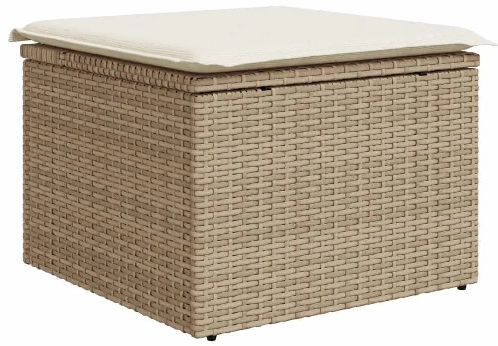 11 részes bézs polyrattan kerti ülőgarnitúra párnákkal