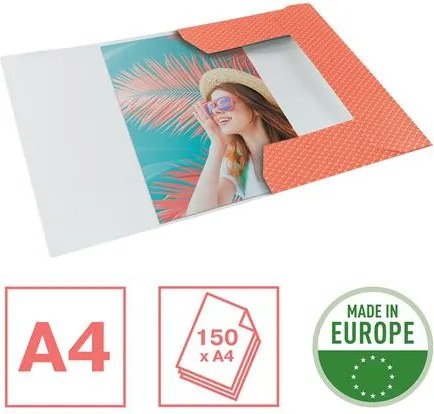 Gumis mappa, karton, A4, ESSELTE Colour'Breeze, korall (E628494)