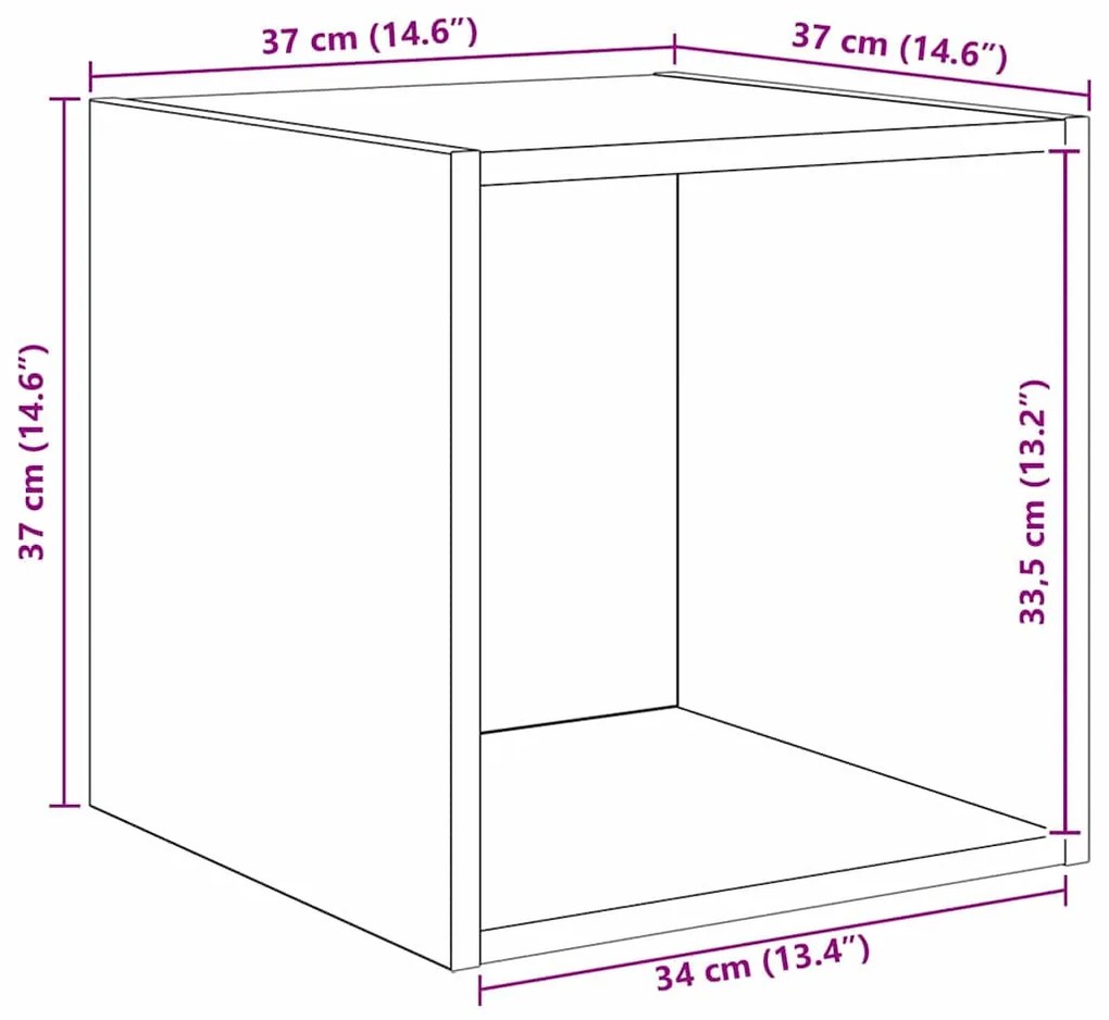 TV Szekrény Szett 2 pcs kézműves tölgy 37 x 37 x 142.5 cm