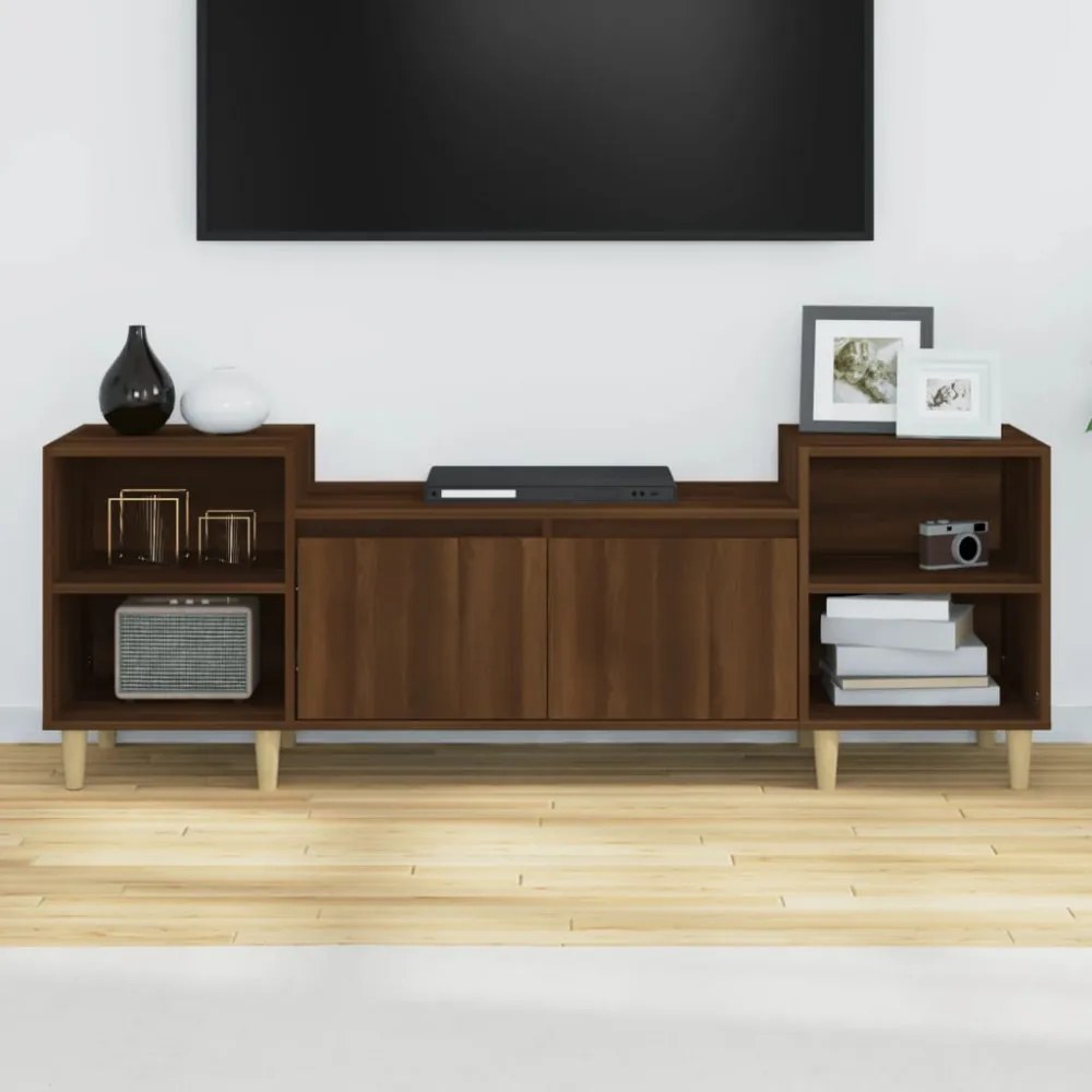 barna tölgyszínű szerelt fa TV-szekrény 160x35x55 cm