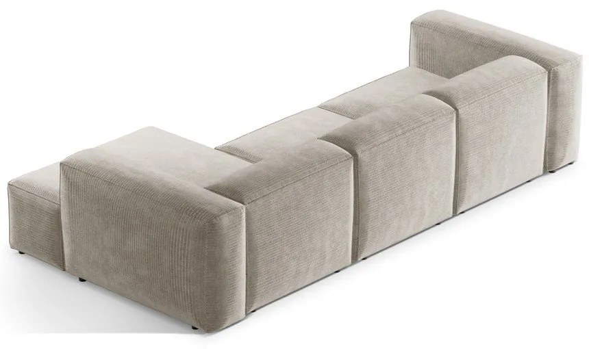 Bézs kordbársony sarokkanapé (jobb oldali-heverő résszel) Bergano – Cosmopolitan Design