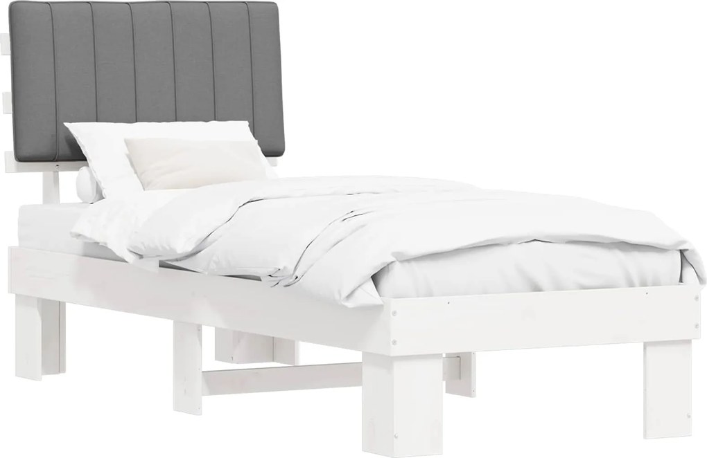 vidaXL Ágykeret Kárpitozott Fejtámlával Világosszürke 80 x 200 cm