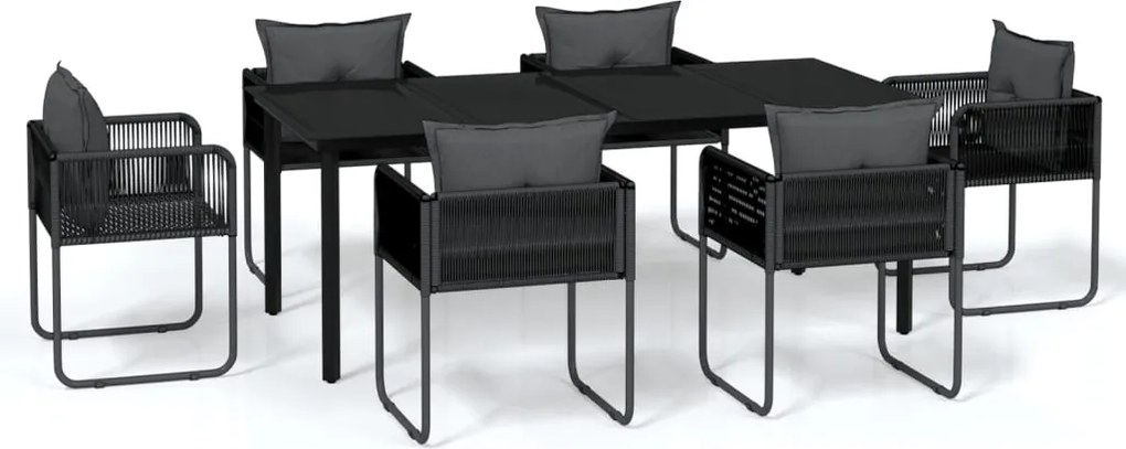 vidaXL 7 részes fekete kerti étkezőgarnitúra