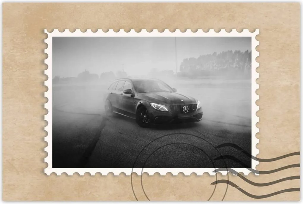 Mercedes poszter 60x40 gumiködben