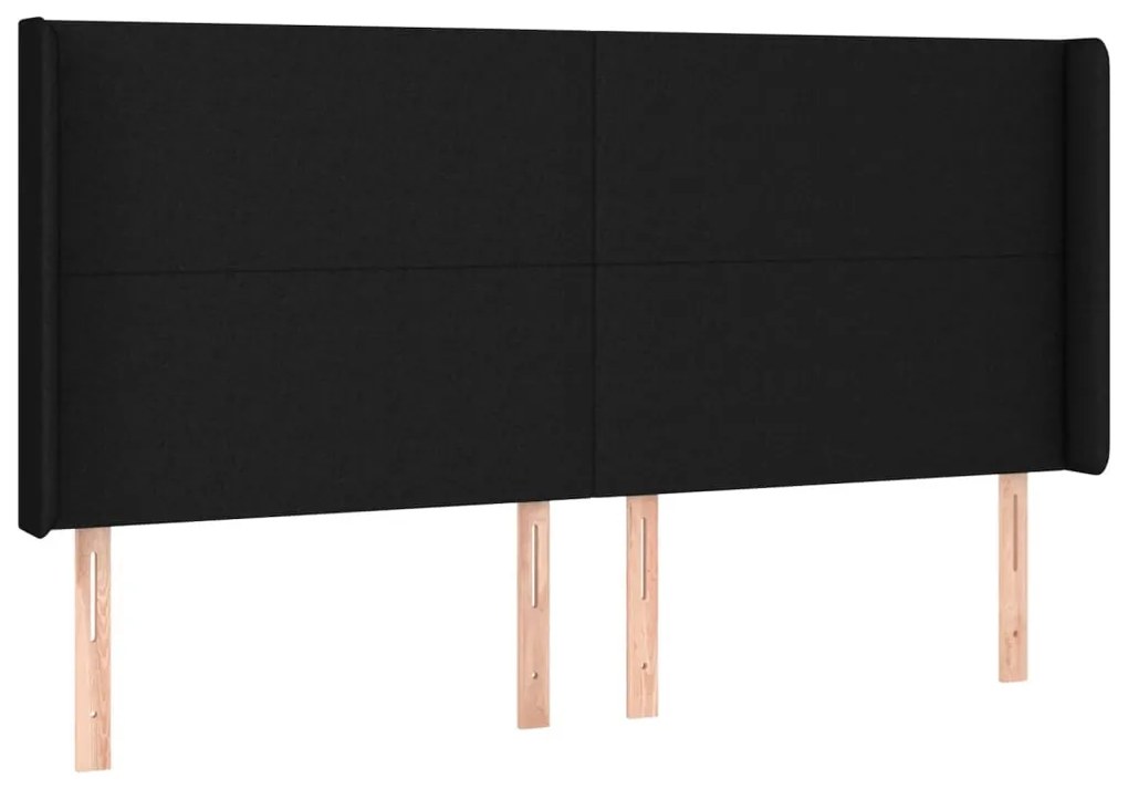 fekete szövet LED-es fejtámla 203x16x118/128 cm