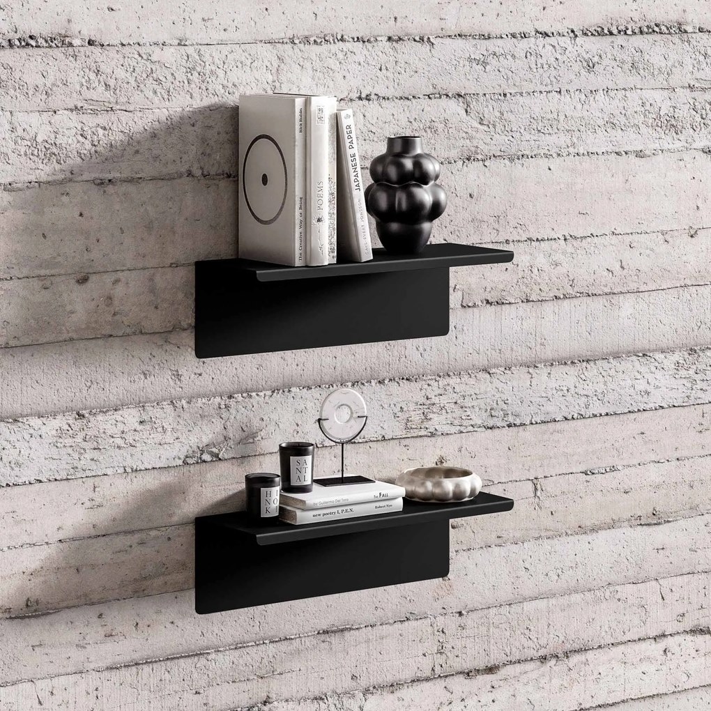 Fali polc JOANNE 400 mm, fekete