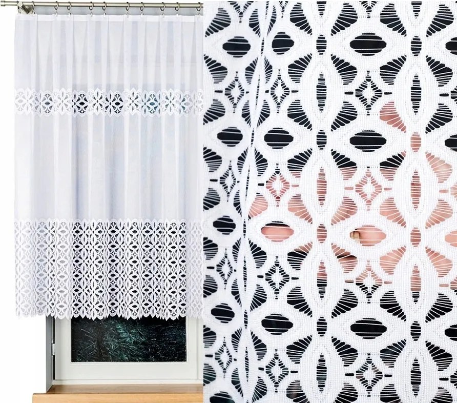 Jacquard függöny Adrianna 500x130cm egyenes virágmintás (kész) szegéllyel