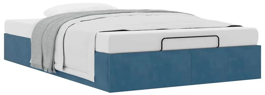 Ottomán ágykeret matrac nélkül sötétkék 120x190 cm bársony