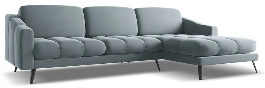 Világoskék bársony sarokkanapé (jobb oldali) Nalu – Makamii