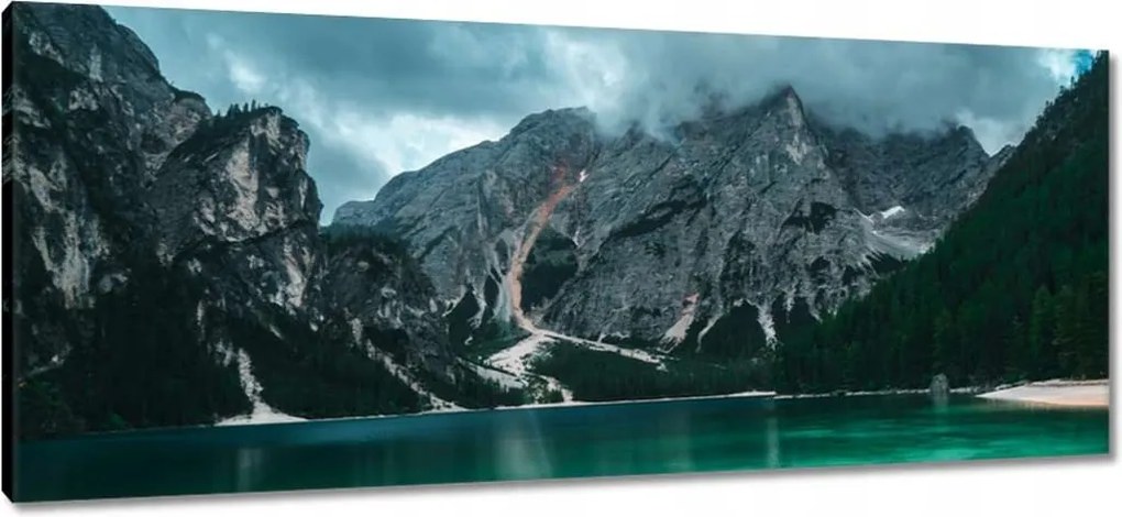 Vászonkép 100x40 Hegyi tó Tájkép