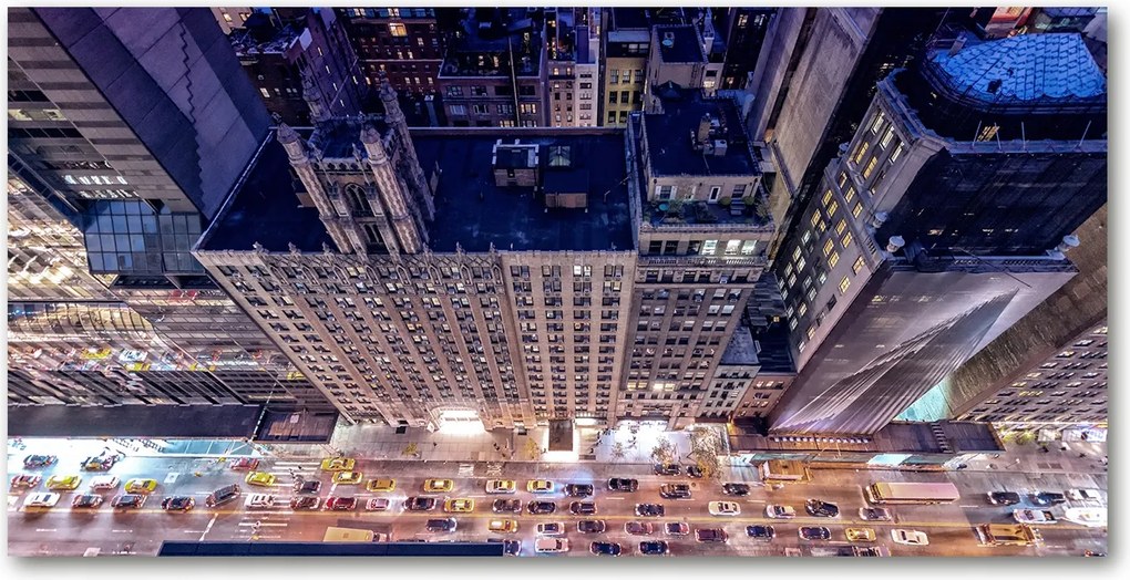Fotó vászonkép edzett üveg New York éjszaka 140x70