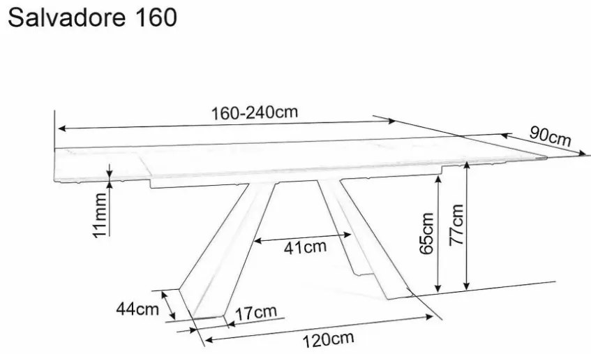 Salvadore bővíthető étkezőasztal matt krém 160-240cm