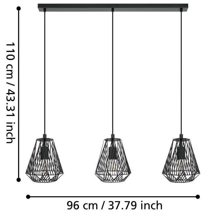 Eglo Stype 43693 függeszték, 3x40W E27