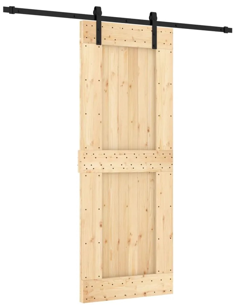 tömör fenyőfa tolóajtó fémszerelékszettel 80 x 210 cm